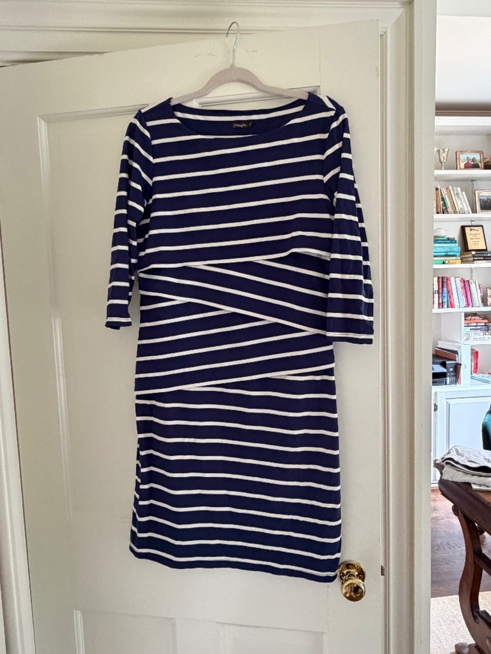 J McLaughlin blue and white stripe dress